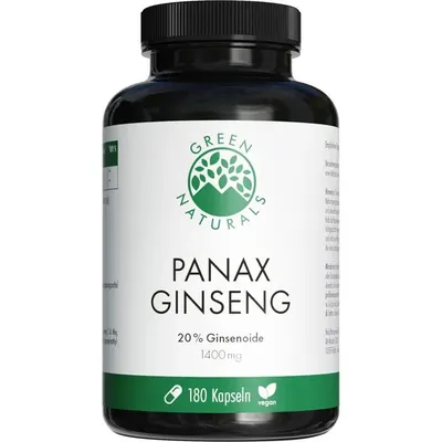 Image de Green Naturals Panax ginseng hautement dosé, végétalien, 180 gélules