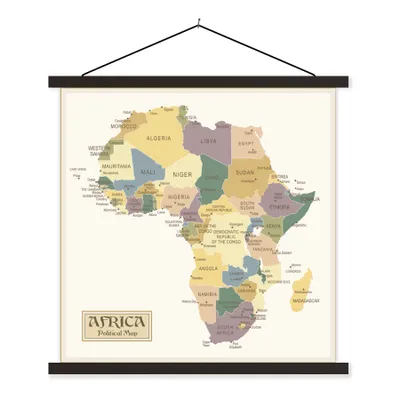 Obrázek produktu pro MuchoWow® Textilní plakát - Mapa Afriky retro - 90x90cm - S černými lamelami