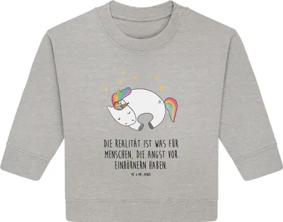 Produktbild von Mr. & Mrs. Panda Organic Baby Pullover Einhorn Nacht 12. - 18. Monat - Heather Grey - Geschenk, Bullover, Einhörner, Traum, Unicorn, Freundin, Menschen