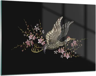 Produktbild von Bilder auf glas - Einteilig - Asiatisch Vogel Blumen - 120x80cm - Glasbilder - Wandbilder - Bilder - zum Aufhängen bereit - Wanddekoration aus Glas - Glas Bilder - Wandbild auf Glas - GAA120x80-4614
