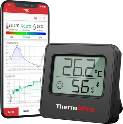 Obrázok produktu pre ThermoPro TP357B Bluetooth vlhkomer a teplomer do interiéru s aplikáciou, mini bezdrôtový inteligentný dom