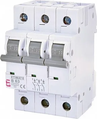 Immagine prodotto di ETI Polam | Interruttore Magnetotermico ETIMAT 63/3 - 3 Poli - 63 A - Protezione Da Sovraccarico - IP20