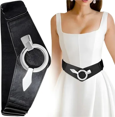 Immagine prodotto di Cintura corsetto larga in pelle da donna Camerazar, nera, per abiti