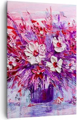 Produktbild von Bild auf Leinwand - Leinwandbild - Einteilig - Pastos Blumen Rosa - 80x120cm - Wand Bild - Wanddeko - Wandbilder - Leinwanddruck - Wanddekoration - Leinwand bilder - Wandbild - PA80x120-4530
