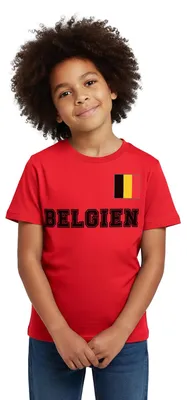 Produktbild von Spreadshirt Belgien Trikot | Belgien Fußball Kinder T-Shirt, 122/128 (7-8 Jahre), Rot