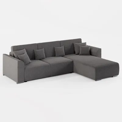 Produktbild von ECKSOFA LUMO L Rechts Grau Flechtwerk-Stoff mit Schlaffunktion und Bettkasten