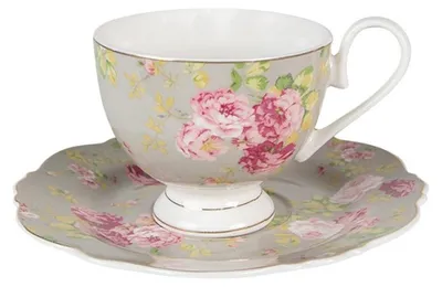Produktbild von Kaffeetasse Clayre & Eef 6CE1294, grün und weiß, 200 ml