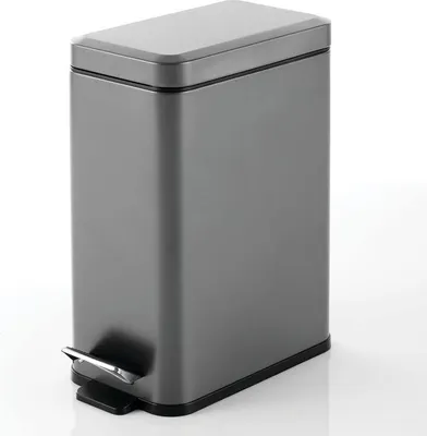Produktbild von mDesign Tretmülleimer Abfalleimer Papierkorb 10L Inneneimer Metall Dunkelgrau