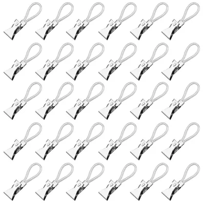 Produktbild von 30 Stück duschvorhang clips,Schutz-Spritzschutz-Clips,Edelstahl, passend für Duschvorhänge, Handtuchtrockner, weiß