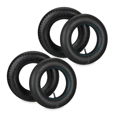 Immagine prodotto di Ruota per carriola Relaxdays con camera d'aria, set di 2 ruote di ricambio, 3.50-8", pneumatica, per carriola, fino a 154 kg, nera