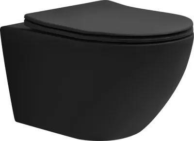 Produktbild von Závesné WC bez okrajov LuxeBath, čierne, dlhé, tornádo splachovanie