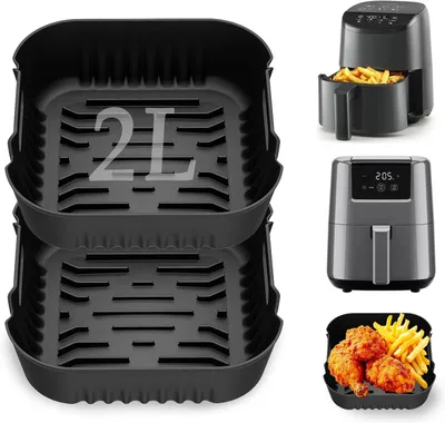 Produktbild von Airfryer Silikonform Zubehör für Airfryer Klein 2L-2.5L,Heissluftfritteuse Zubehör Auflaufform für Cosori/Chefman/Midea/Daewoo Silikonform Mini Airfryer Heißluftfritteuse 1-2 Personen(2er Pack)