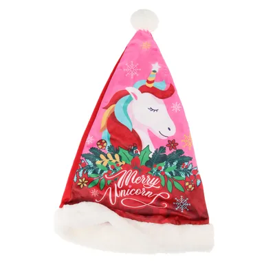 Zdjęcie produktu dla czapka Mikołaja jednorożec 43 x 32 cm poliester różowy