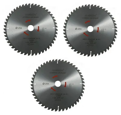 Produktbild von Metabo Kreissägeblatt Sägeblatt 254 mm Z48 5°Neg. 3 Stück für Bosch GCM GTS