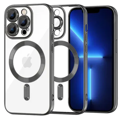 Produktbild von Techsuit Luxury Crystal Back Cover Hülle mit MagSafe für Apple iPhone 13 Pro Max - Schwarz