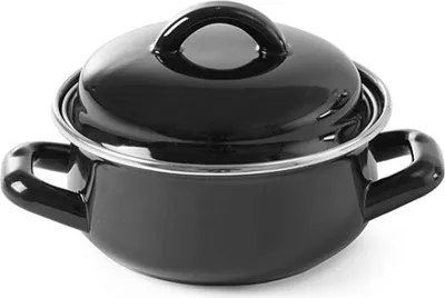 Produktbild von HENDI Suppen-/Soßentöpfchen 135x60mm 0,6 l       Schwarz emailliert