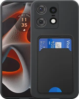 Obrázek produktu pro Vhodné pro Motorola Edge 50 Pro Phone Case with TPU Card Holder - Flexibilní zadní kryt Silikonové pouzdro TPU s přihrádkou na karty - Black - Smartphonics