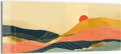 Produktbild von DEQORI Glasbild Echtglas 150x60 cm 'Abstrakte Bergwelt' Wandbild Bild modern Deko