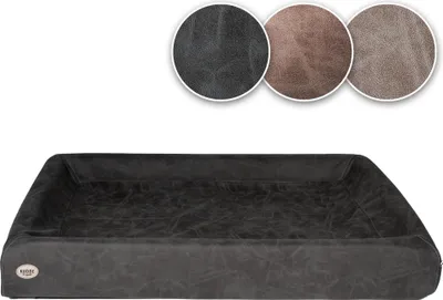 Produktbild von SABRO KUDDE Orthopädisches Hundebett – Hochwertige Wildlederoptik – Waschbar & Wasserabweisend – Ergonomisch – Premium Haustierzubehör dark grey S (60 x 70 cm)