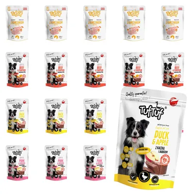 Produktbild von TufTuf | Hundetrockenfutter Geschmacksmix - Hundenassfutter Set 20x300g Beutel - Nassfutter Beutel fur Hund