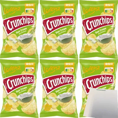 Produktbild von Lorenz Crunchips Sour Cream 6er Pack (6x150g Packung) + usy Block