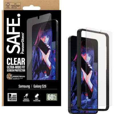Produktbild von SAFE. by PanzerGlass - Bildschirmschutz für Handy - Ultra-Wide Fit mit EasyAligner - Glas - klar - für Samsung Galaxy S26