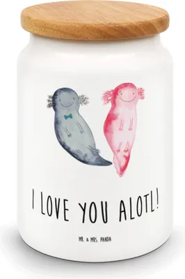 Produktbild von Mr. & Mrs. Panda Kaffeedose Axolotl Liebe - Weiß - Geschenk, für Partner, Vorratsbehälter, behälter, Freundin, Dose, Teedose, Valentinstag, Frauen, Hochzeitstag, Freund