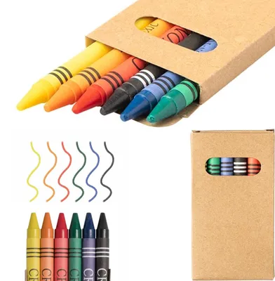 Zdjęcie produktu dla kredki - kredki świecowe 6 Sztuk - kredki kolorowe - kredki szkolne