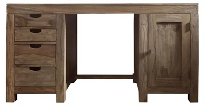 Immagine prodotto di MASSIVMOEBEL24 | scrivania in legno di Sheesham / palissandro 150x75x78 grigio scuro oliato NATURE GREY #70