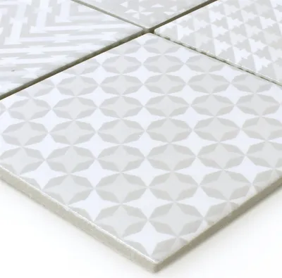 Produktbild von Mosaikfliesen Keramik Campeche Geo Grau