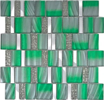 Produktbild von Aluminium Mosaik Glasmosaik ALU grün Wand Fliesenspiegel Küche Dusche Bad