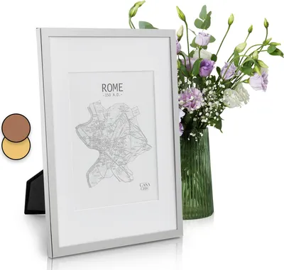 Image de Casa Chic Cadre Photo, Cadre Photo en Metal de 31 x 23 cm, Cadres Photo, Porte Photo Mural, Cadre Decoration Murale Pele Mele, Affichage Vertical/Horizontal, avec Protection Verre et Passe Partout