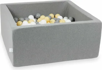 Image de Piscine à balles 90x90x40cm gris - Avec 400 balles / blanc, gris, beige