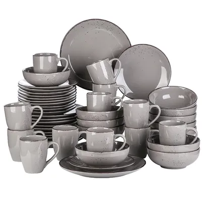 Zdjęcie produktu dla Zestaw naczyń Vancasso Navia szary, talerze 27,3 cm, miski 800 ml, 48 szt