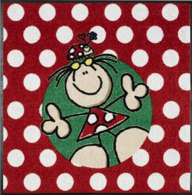 Produktbild von Waschbare Fußmatte Läufer -Fulanitos - Catharina Marienkäfer ca 85x85 cm Wash+Dry
