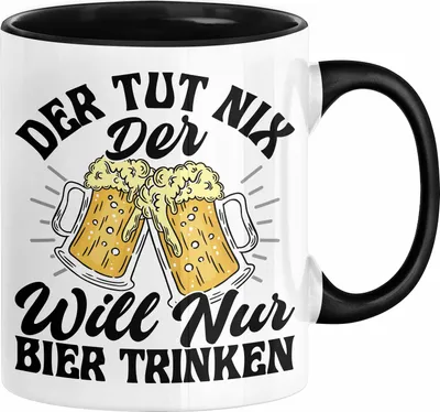 Produktbild von Bier Liebhaber Geschenk Tasse Geschenkidee für Männer Biertrinker Der Tut Nix Der Will Nur Bier Trinken Männer Papa Opa Kollege (Schwarz)