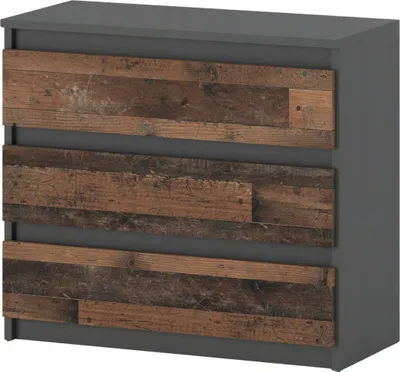 Image de Commode à 3 tiroirs Sideboard Armoire à tiroirs Armoire à vêtements Moderne Meuble à tiroirs pour votre chambre à coucher Gris Mat Old Style 80x71,5x33,5