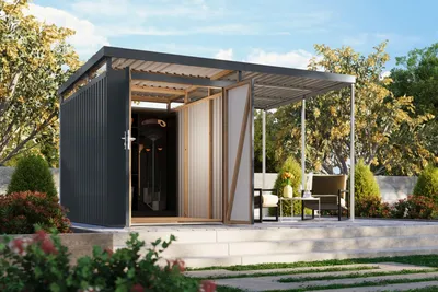 Produktbild von Gartenhaus Metall Metallgerätehaus Metallgartenhaus AURUM 2,5 Metallhaus anthrazit 414x292x239 cm