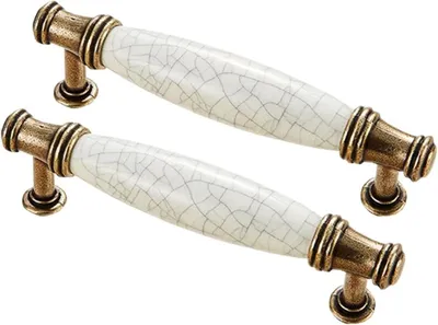 Produktbild von Antike Griffe, Vintage-Schrankkn?pfe, 2 Stš¹ck Keramik-Kommodenschubladengriffe, Vintage-Schubladengriffe fš¹r Kš¹chenschr?nke, Schlafzimmer-Kommodenschubladen