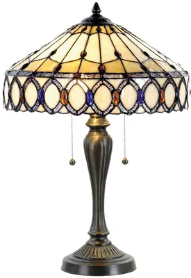 Produktbild von LumiLamp 5LL-5497 Tiffany Tischlampe Bunt Natur 40x58 cm