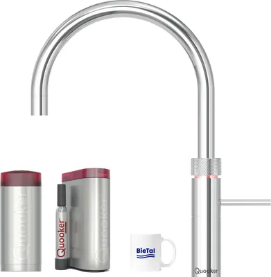 Produktbild von Quooker Fusion Round verchromt COMBI Reservoire & kühles sprudelndes Wasser CUBE