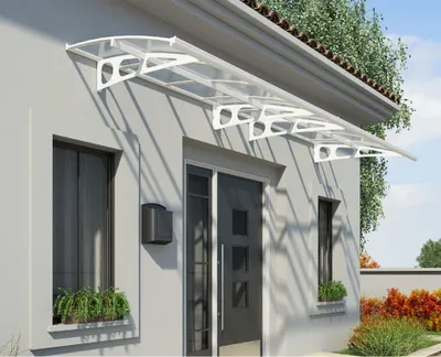 Zdjęcie produktu dla PALRAM-Canopia baldachim Bordeaux 447x139 cm biały poliwęglan przezroczysty