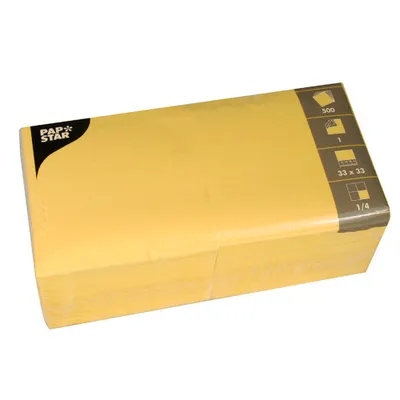 Produktbild von 5000 Papstar Servietten, 1-lagig 1/4-Falz 33 cm x 33 cm gelb 82905