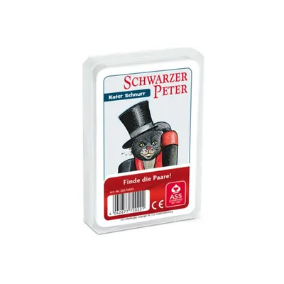 Produktbild von ASS-Altenburger Schwarzer Peter Kater Schnurr Kartenspiel, Kunststoffetui, Klassiker mit kinderfreundlichen Bildern, 33 Karten, 2-8 Spieler, ca. 5-10 Min.