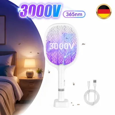 Produktbild von Elektrische Fliegenklatsche 3000V 2-in-1 UV LED Insektenvernichter 1 Zuhause DE