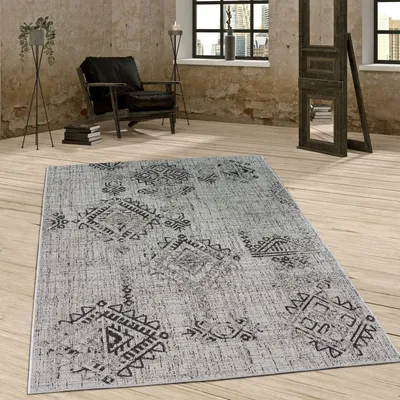 Produktbild von In- & Outdoor Teppich Balkon Terrasse Vintage Orientalisches Muster Ornamente Grösse 60x100 cm