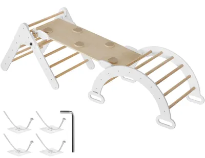 Produktbild von Klettergerüst Monti, 8in1, indoor, aus Holz, ab 1 Jahr - hellgrau