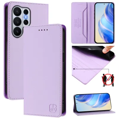 Produktbild von Lederhülle für Samsung Galaxy S26 Ultra Hülle Flip Brieftasche Kartenfächern Ständer Schutzhülle Violett