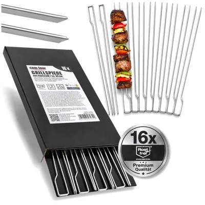 Produktbild von com-four® 16x Grillspieße mit Griff - BBQ Doppelspieß 30 cm aus Edelstahl 430