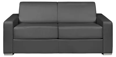 Produktbild von Schlafsofa 3 Personen mit Express-Bettfunktion aus Büffelleder Grau - Liegefläche  mit breiten Latten 140 cm - Matratze 22 cm mit Memory-Schaum CALITO